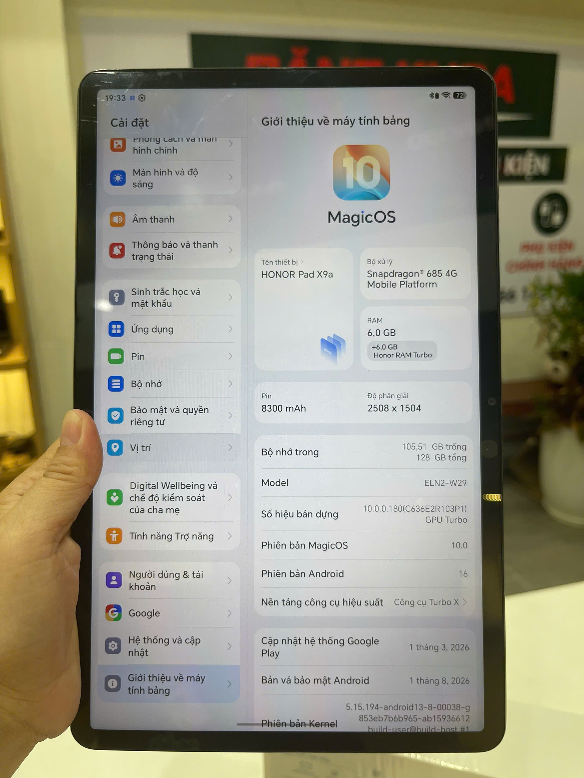 HONOR Pad X9A với thời lượng pin bền bỉ